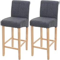 Décoshop26 - Set aus 2 dunkelgrauen Barhockern mit hellen Beinen und Fußstütze TDB04072