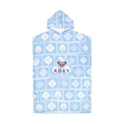 Badeponcho ROXY "Stay Magical Printed", Damen, blau (cerulean shell yeah s), Obermaterial: 100% Baumwolle., Hausmäntel