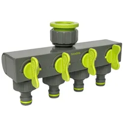 Wasserverteiler 4 Wege 4 Ventilen 4fach Verteiler für Gartenschlauch Absperrhahn Schlauchverteiler Bradas LE-3033