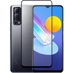 Screenguard Vivo Y72 5G Full Screen Panzerglas Schutzfolie 2.5D 9H (Vivo Y72 5G), Smartphone Schutzfolie, Schwarz