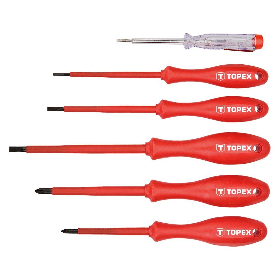 Topex 1000V-Schraubendreher, 6-tlg (Kreuzschlitz) (39D155)