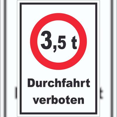HB-Druck Durchfahrt verboten 3,5 Tonnen Aufkleber A7 (74x105mm)