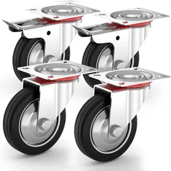 PRIOstahl Transportrollen 100mm Rollensatz 2 Lenkrollen + 2 Lenkrollen mit Bremse schwarz Schwerlast