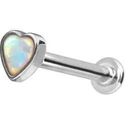 14 Karat Gold Labret mit Innengewinde SYNTHETISCHES OPALHERZ