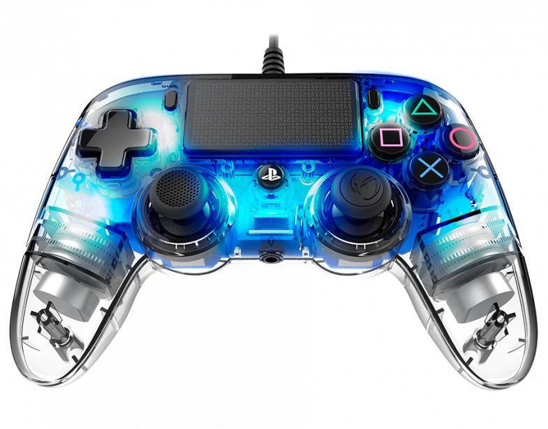 NACON Wired Illuminated Compact Controller Gamepad für PC/PlayStation 4 (Blau, Transparent) PS4OFCPADCLBLUE
