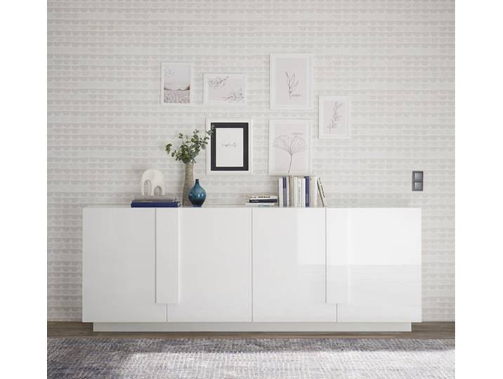Bahut 4 portes Kaspi blanc brillant - Basika