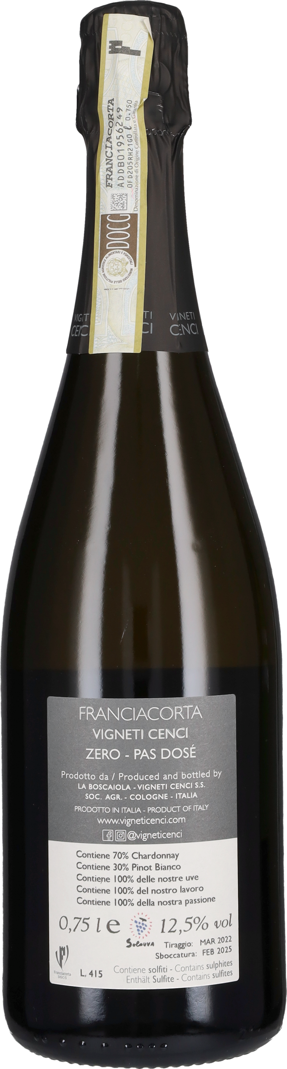 Franciacorta Pas Dosé Zero Vigneti Cenci