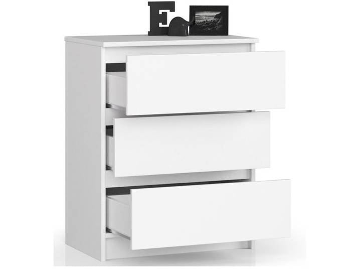 Commode blanche mate avec 3 tiroirs – Largeur 60 cm