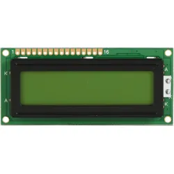 LCD-PM 2X16-6 C - LCD-Modul, 2x16, H:5,6mm, ge/gn, m.Bel.
