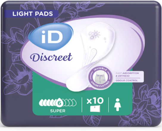 Ontex iD iD Discreet Light Pads Super - 12 paquets de 10 protections