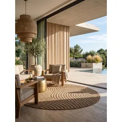 Outdoor-Teppich Jute-Optik Bögen Beige 80x80 cm Wetterfest