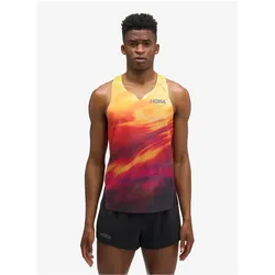 Hoka, Herren, Sportshirt, Laufshirt Race Day Singlet TR PRT - citrus prt (L), Orange, Gelb