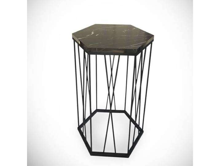 Hanah Home Moderner Beistelltisch in Marmor- und Schwarzoptik, 40 x 62 x 35 cm 100% melaminbeschichtete Spanplatte, 18 mm stark, stabile Metallbeine Stilvoll und funktional für Ihre Wohnräume