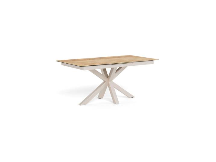 Mid.you Esstisch Heaven, Grau, Eiche, Metall, Glas, Keramik, rechteckig, Sternfuß, 90x76x210 cm, ausziehbar, Esszimmer, Tische, Esstische, Glastische