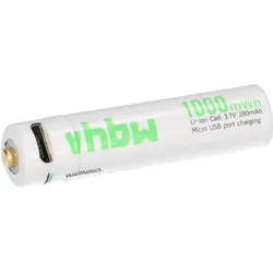 Akku-Zelle 3,7V 280mAh Li-Ion passend für AAA mit Micro USB Anschluss