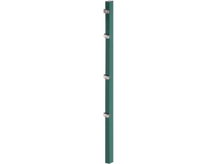 Zaunpfosten ALBERTS, grün, B:6cm H:200cm T:4cm, Stahl, Zaunpfosten, Zaunpfosten, 60x40 mm für Doppelstabmattenzaun, 200 cm, mit Klemmlaschenbefestigung