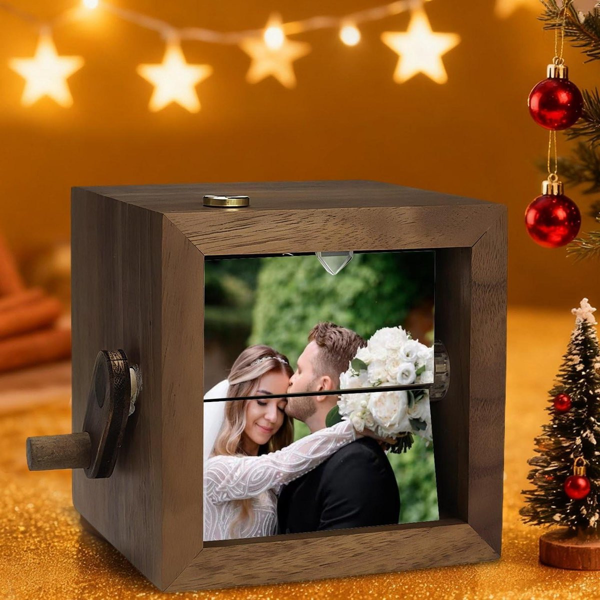 Gepersonaliseerd Flipbook Fotoalbum voor 8-16 Foto's - Interactief Houtkleur Herinneringen Album
