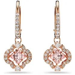 Swarovski  Una Drop-Ohrhänger Glücksklee, Rosa, 18k rosévergoldet
