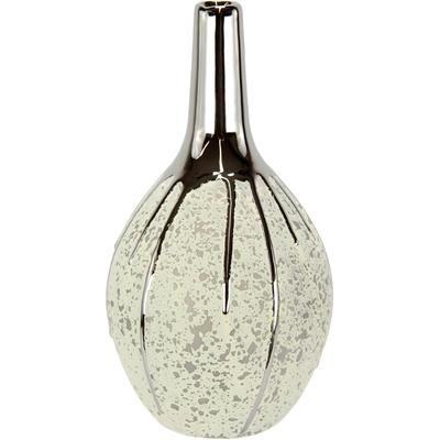 Dekovase I.GE.A. "Keramik Vase", bunt (weiß, silberfarben), B:12cm H:24cm, Keramik, Vasen, Keramik-Vase, Blumenvase gepunktet