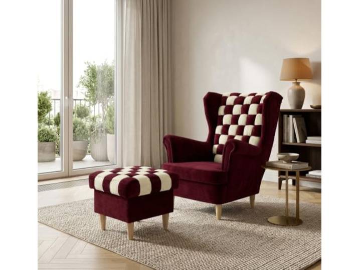 Family Meble Ohrensessel mit Fußhocker Carol Duo – Variante Duo R1/R16