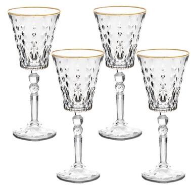 Lorren Home Trends Marilyn Gold Red Wine Goblets, Set of 4