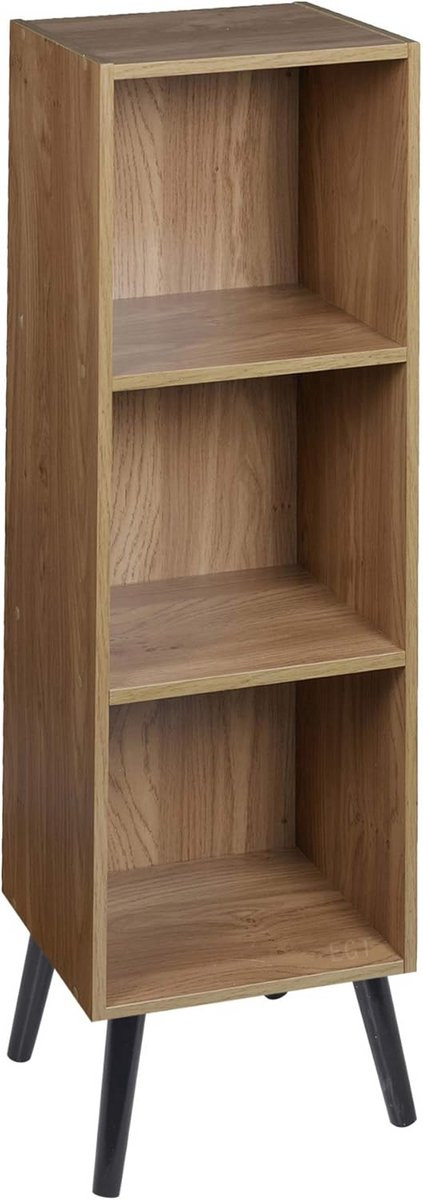 Scandinavische Houten 3-laags Boekenkast met Zwarte Poten