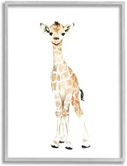 Stupell Baby Giraffe Watercolor Portrait Children's Nursery Safari Animal Framed Wall Art - Yellow