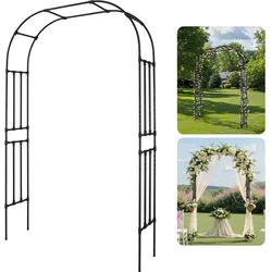 VEVOR Gartenbogen, 2400x1500x400 mm Rosenbogen, Rankhilfe, Kletterhilfe, Metallbogen, stabiler Rosenspalier für den Außenbereich mit Pfählen, ideal für Hof, Rasen, Hochzeitsfeier-Dekoration