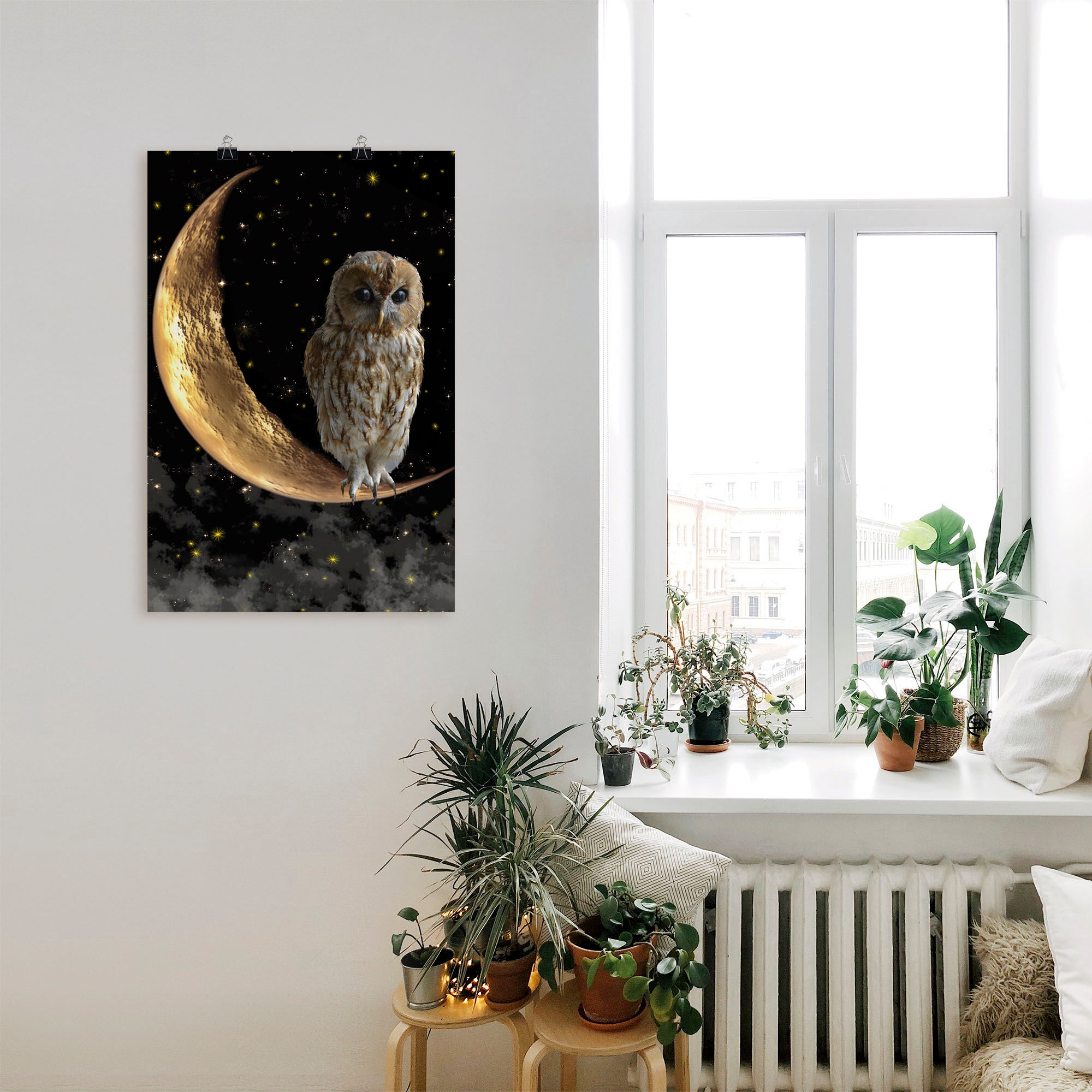 Wandbild ARTLAND "Nachteule", beige (farbe bild(er): naturfarben), B:40cm H:60cm, Bilder, als Alubild, Leinwandbild, Poster in verschied. Größen