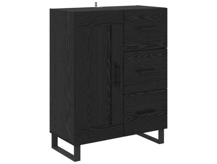 Moderne Armoire rangement Haut Armoire 2 pcs - Grande capacité - Chêne noir Bois Aggloméré et Verre LL7556