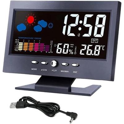 LED Digital Alarm Clock With Weather Forecast & Hygrometer Snooze, Calendar, And Temperature Display LED Digital Alarm Clock With Weather Forecast & Hygrometer Snooze, Calendar, And Temperature Display