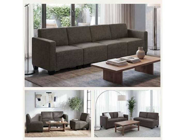 Mendler Modular 4-Sitzer Sofa Couch Lyon, Stoff/Textil - braun