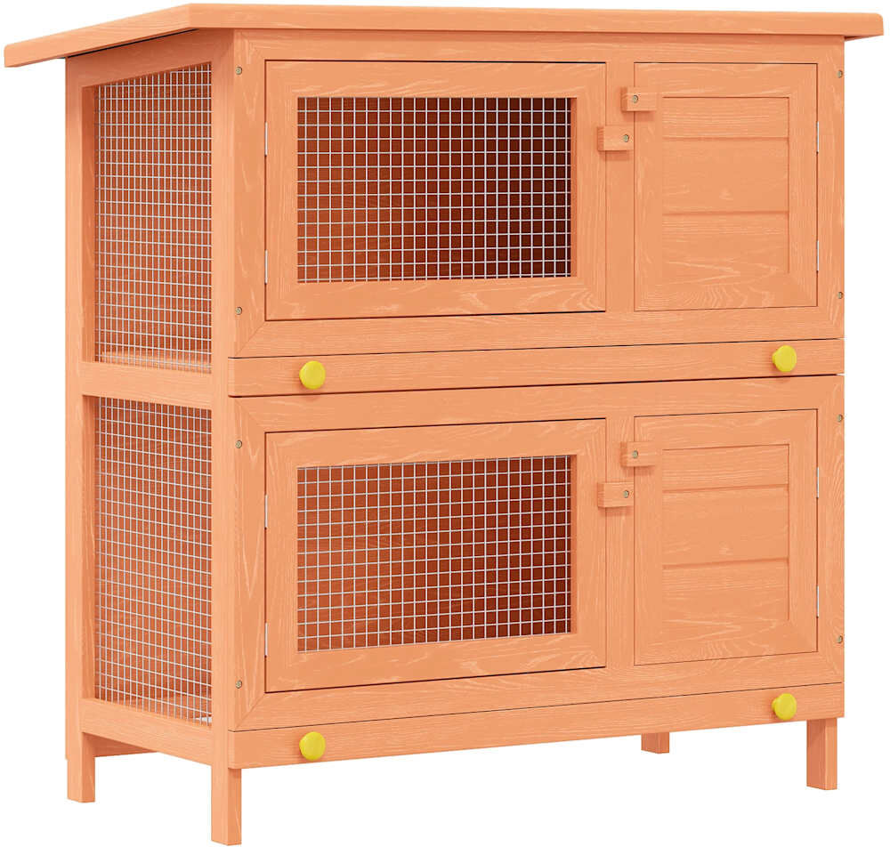 vidaXL Clapier d'extérieur Enclos pour petits animaux 4 portes Bois