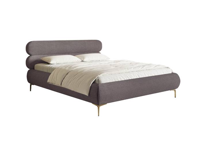 Polsterbett 140x200 cm Roule Cord braunes Cord mit goldenen