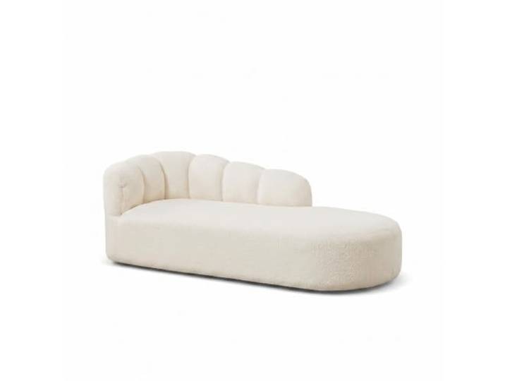 FurnitureR Chaiselongue Beige aus Chenille, Wellenrücken, 204 cm 204 cm lange Chaiselongue in Beige mit Chenille, tiefem Schaumsitz und weich geschwungener Rückenlehne