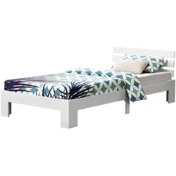 Décoshop26 - Nivala Designer-Bettgestell mit Lattenrost 100 kg Belastbarkeit stilvolles Einzelbett aus Kiefernholz und Laminat 90 03_0004743