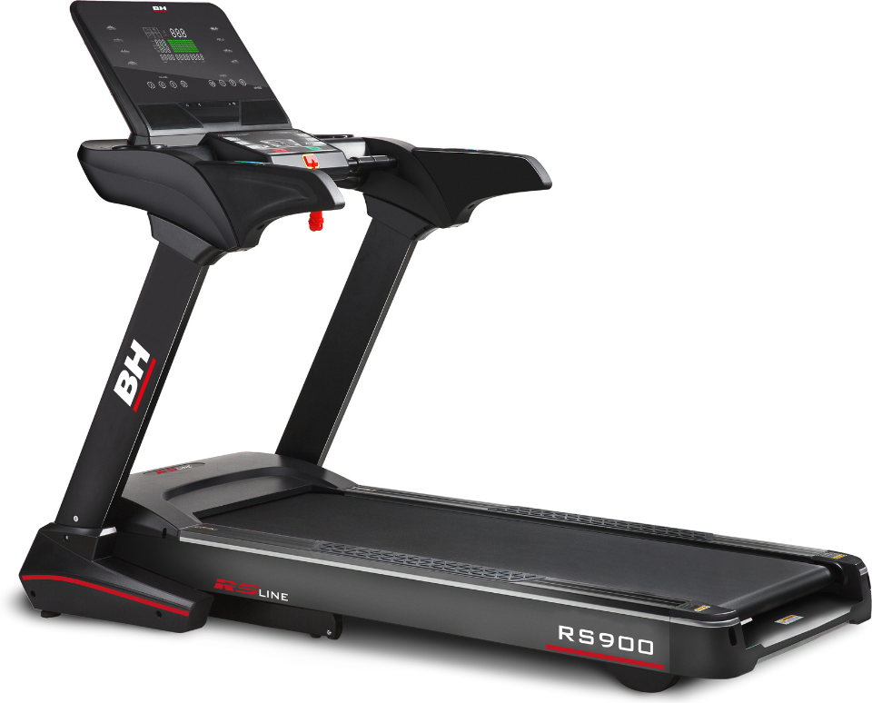 Fita de correr RS900 BH Fitness: com uma inclinação elétrica de 15% e uma superfície de carreira de 55 cm