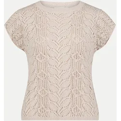 Kurzarm Pullover mit Ajourmuster Beige 36