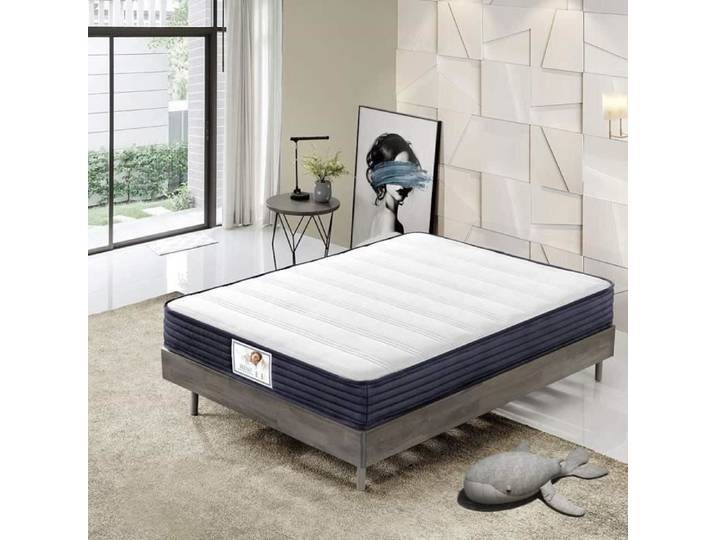 Matelas à ressorts et mémoire de forme TEENO - 140x190 cm - 22 cm - Equilibré Moelleux et Respirant