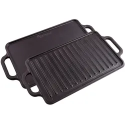Victoria Grillplatte Emaillierte Gusseisen Induktion Grillpfanne 33X21cm für Feuer Grill, VIC-38793, Schwarz