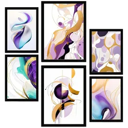 POSTER Set Mit 6 Lila Flieder A3 & A4 Schwarzer Rahmen
