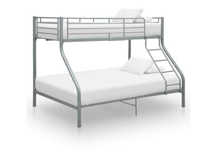 RJPLMFV Etagenbett, Metall, Grau, 140 x 200 cm Ohne Matratze, 2 Betten 90 x 200 cm, inkl. Leiter, Geländer, Lattenrost