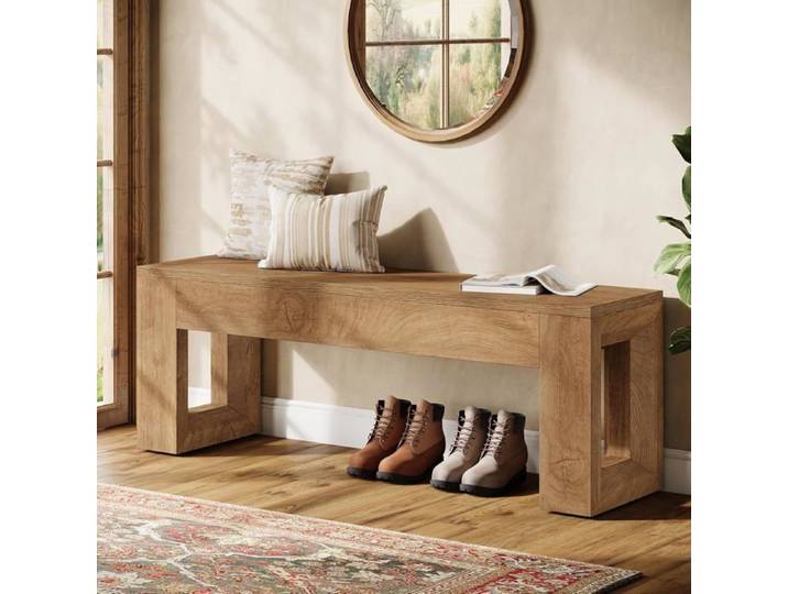 Banc d'entrée - LITTLE TREE - 120×30×45 cm - Bois naturel - Style vintage - Charge 90 kg