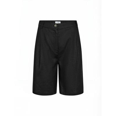Shorts LEVETE ROOM "Levete Room Shorts LR-RIOT", Damen, Gr. L, Normalgrößen, schwarz (9999 schwarz), Obermaterial: 70% Viskose, 30% Leinen, Hosen Shorts