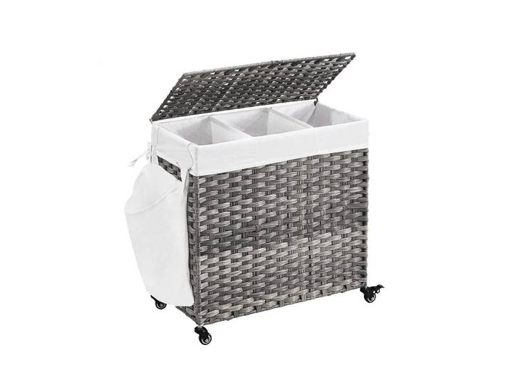 Hansiro Wäschekorb MIT Rollen, Grau, Kunststoff, 33x60x66 cm, Haushalt & Reinigung, Wäschepflege, Wäschekörbe & Wäschetonnen