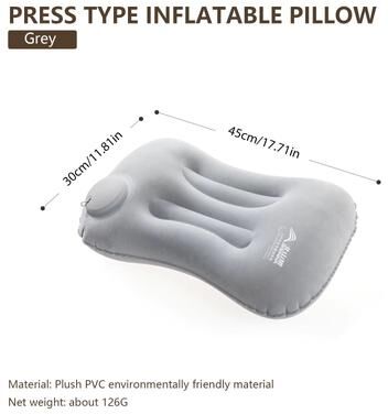 Inspired Finds BISINNA Inflatable Camping Pillow Ultralight Travel Air Pillow For Neck & Lumbar Support grey