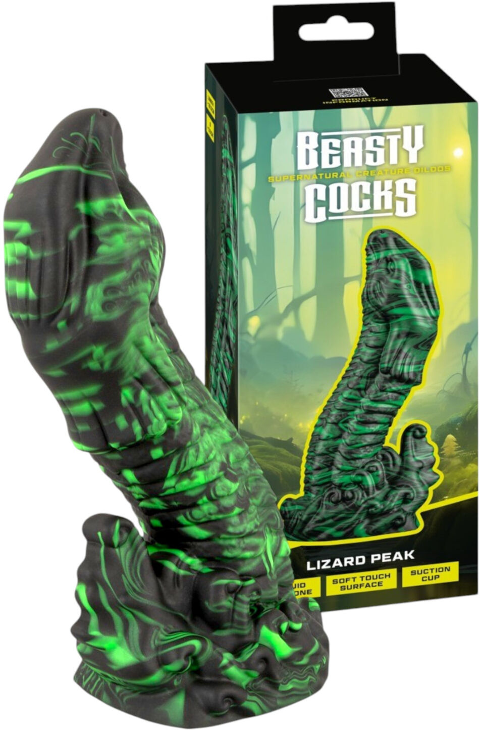 Beasty Cocks Lizard Peak - Gecko Fantasy Dildo (Green-Black)