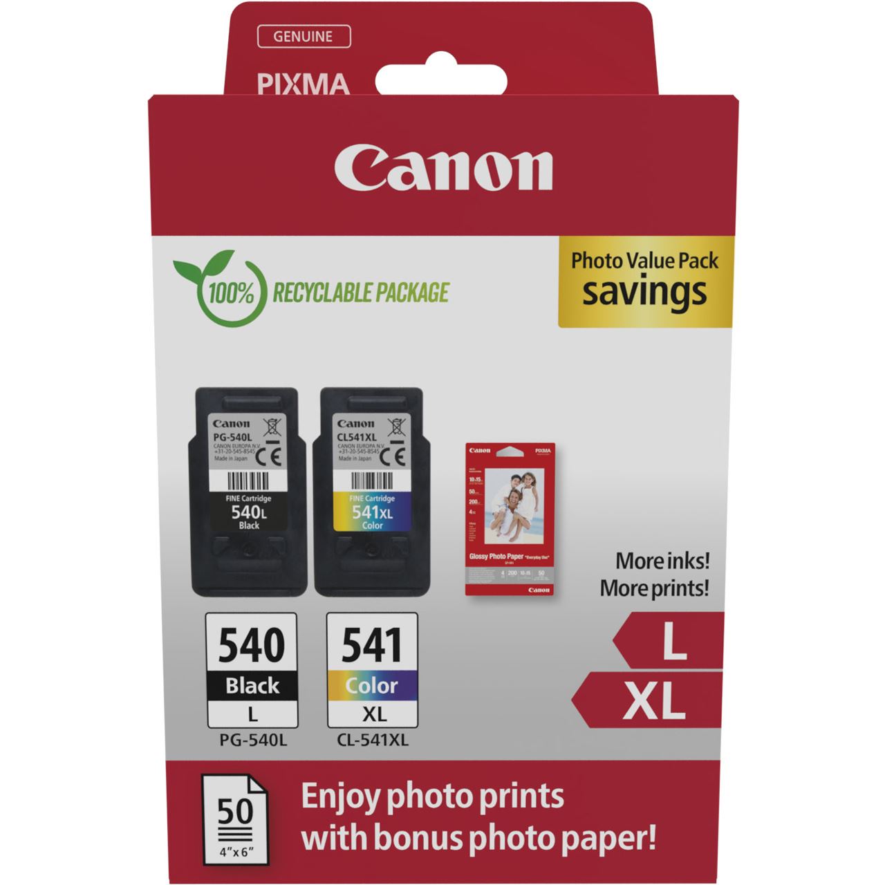 CANON 5224B012 PG540L+CL541XL Pixma MG Tinte+Fotopapier (2) blk-col HC w/o SEC