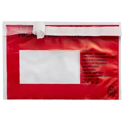 1000 Lieferscheintaschen, Aufdruck "Lieferschein/Rechnung", PE-Folie A6, rot