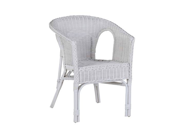 MiaMöbel Rattanstuhl 'Mina' weiß Rattan Landhaus